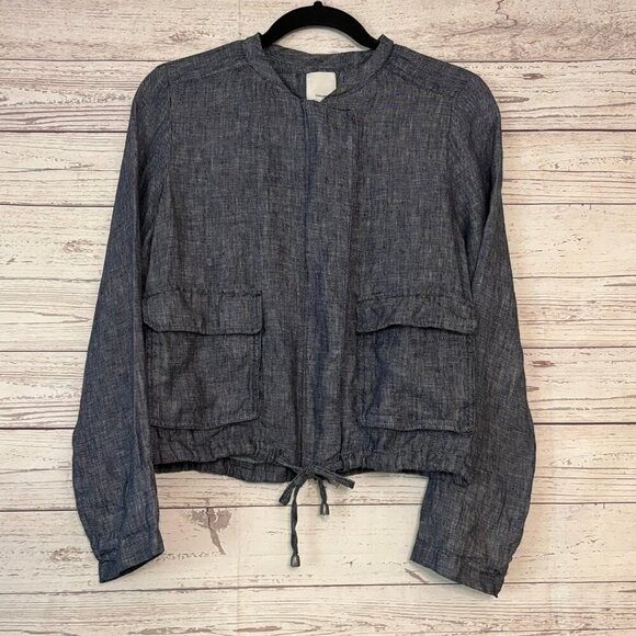 Halogen Denim Zip Up Top Size Sm - Picture 1 of 6